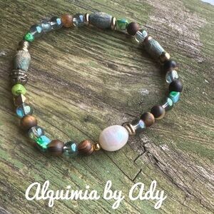 6mm Aura Quartz beaded bracelet/bohemian/healing crystals